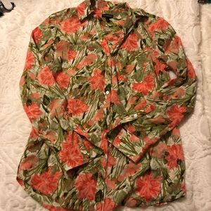Talbots floral button down blouse